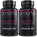 (2 Pack) Smarter Biotin 5000mcg in Avocado Oil, Vitamin B7, Non-GMO, 90 Mini Liquid Softgels, No Soy