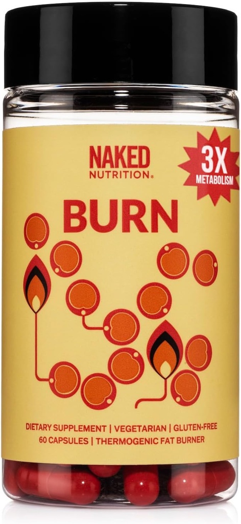 NAKED Metabolism Booster " Thermogenic Fat Burner for Men " Women - Píldoras de pérdida de peso para mujeres - Belly Fat Burner with Gold Standard Clinical Trial - Appetite Suppressant for Weight Loss for Women