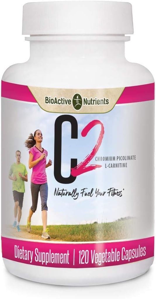 BioActive Nutrients C2-Chromium Picolinate con L-Carnitina para ayudar el metabolismo de grasas y carbohidratos - 120 cápsulas vegetales - No conservadores