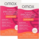 2 Pack Omax Prebiotics &amp; Probiotics Complex for Women, pH Balance, Vaginal Health, Urinary Tract, Yeast, UTI/BV Prevention, Bloating pH 20 Billion CFU ← Vegan, Organic, Gluten Free, 60 Vege-Capsules