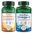 Purity Products KIT - Advanced D + Omega-3 Ultra-Pure Fish Oil from Advanced D is Packed with Vitamin D, Vitamin K2, Zinc, Magnesium Citrate, Boron and Taurine