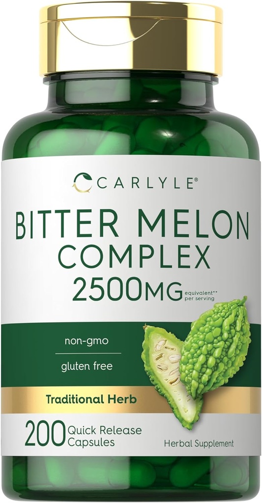 Carlyle Bitter Melon Capsules 2500 mg Silencio 200 Cuenta ← No GMO &amp; Gluten Free Extract ← Suplemento Complejo