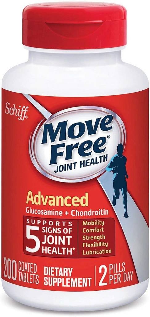 Schiff Move Free Advanced, 200 Tablets - Suplemento Conjunto de Salud con Glucosamina y Condroitina