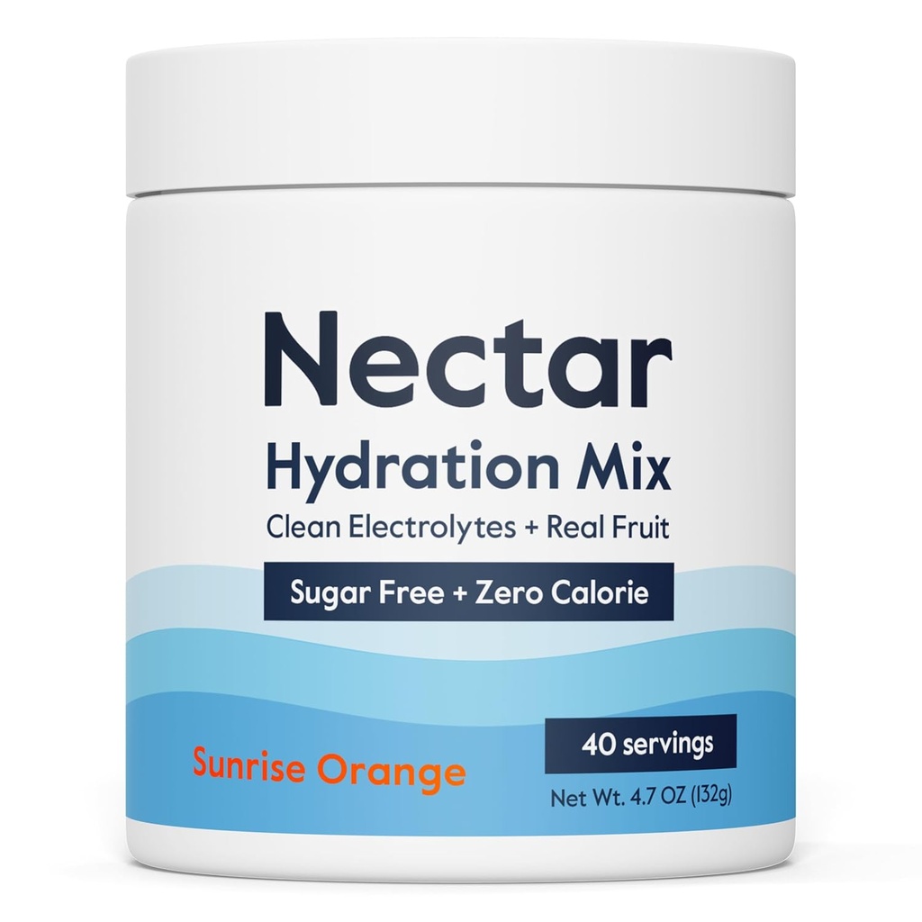 Azucar de Nectar Electrolitos Libres Polvo - Fruta Orgánica Sin Azúcar o Calories - Polvo de hidratación para el alivio de la deshidratación y la rehidratación rápida - Keto y Paleo (Orange 40 Tub de servicio)