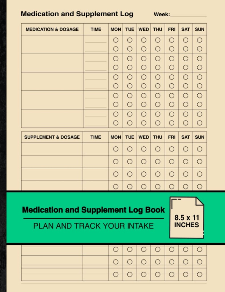 Medication and Supplement Log Book: Simple Weekly Logbook | Plan and Track Your Intake | Large