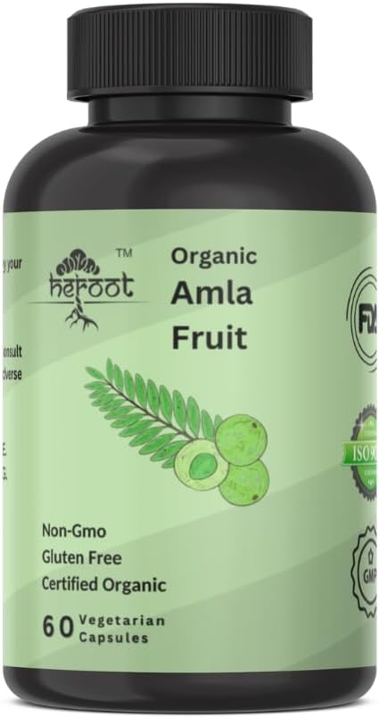 Amla orgánica capsules - Gooseberry indio para la vitamina natural C, Soporte para piel &amp; pelo 60 cápsulas