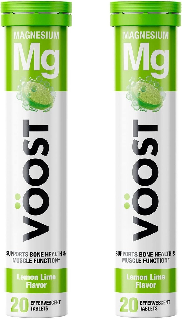 VOOST, Magnesio, apoya la salud ósea y la salud muscular, la bebida de vitamina efervescente Tablet, No azúcar + calorie baja Suplemento de vitamina Blend, sabor de limón, 40 cuenta