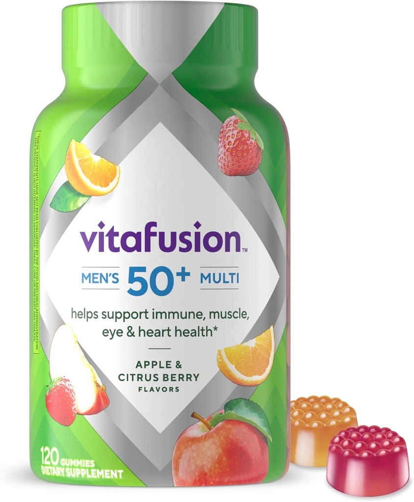 Vitafusion Hombres 50+ Multivitamina diaria, vitaminas de Gummy, 120 Ct