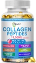 Collagen Peptides Softgels, Multi Collagen Peptide w / Glucosamine Chondroitin MSM Biotina, Hydrolyzed Collagen Peptides Complex for Women Supports Skin Hair Nail Joints Bones Gut Health, Non-GMO