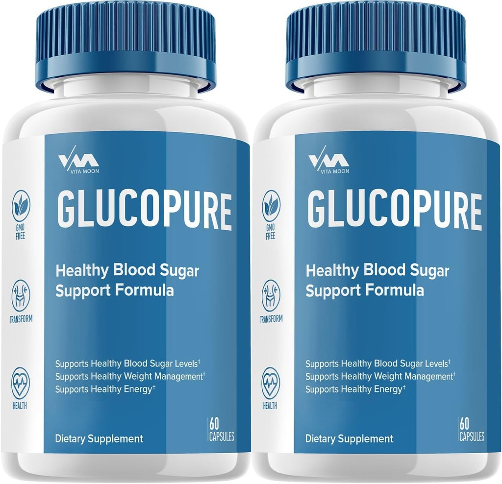 (2 Pack) Gluco Pure Healthy Vitamin Support Supplement - Advanced Formula Gluco Pure, GlucoPure Maximum Strength Reviews, 120 Capsules