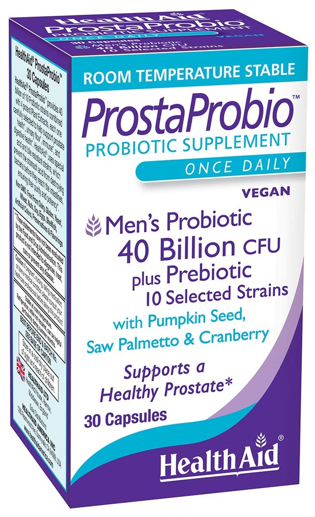 ProstaProbio Men’s Daily Probiotic – 10 Strains with Prebiotic, Pumpkin Seed, Saw Palmetto & Cranberry | 30 Once-Daily Vegetarian Capsules for Prostate & Urinary Wellness Support