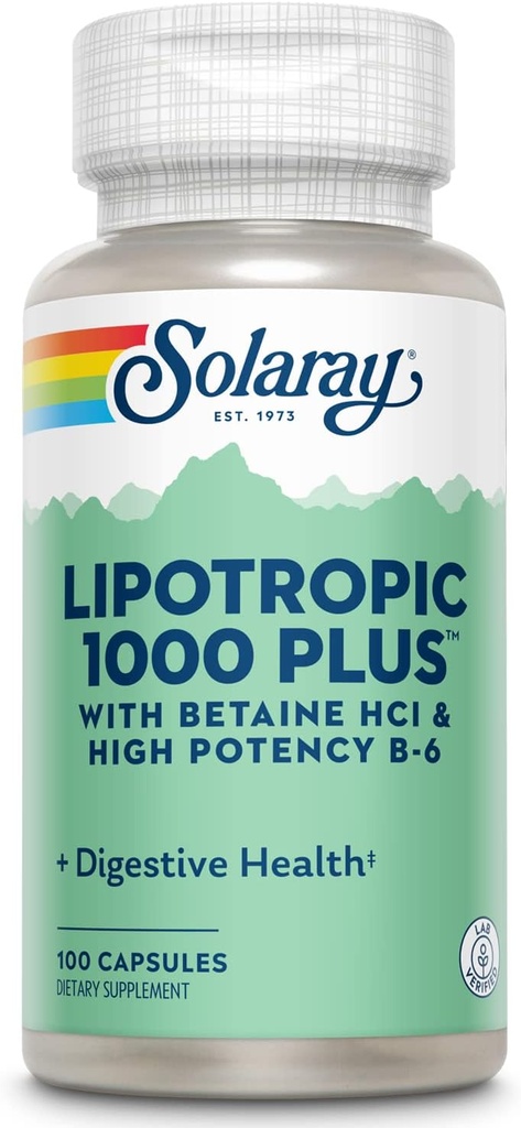 SOLARAY Lipotropic 1000 Plus Vitamina Capsules 100 Cuenta
