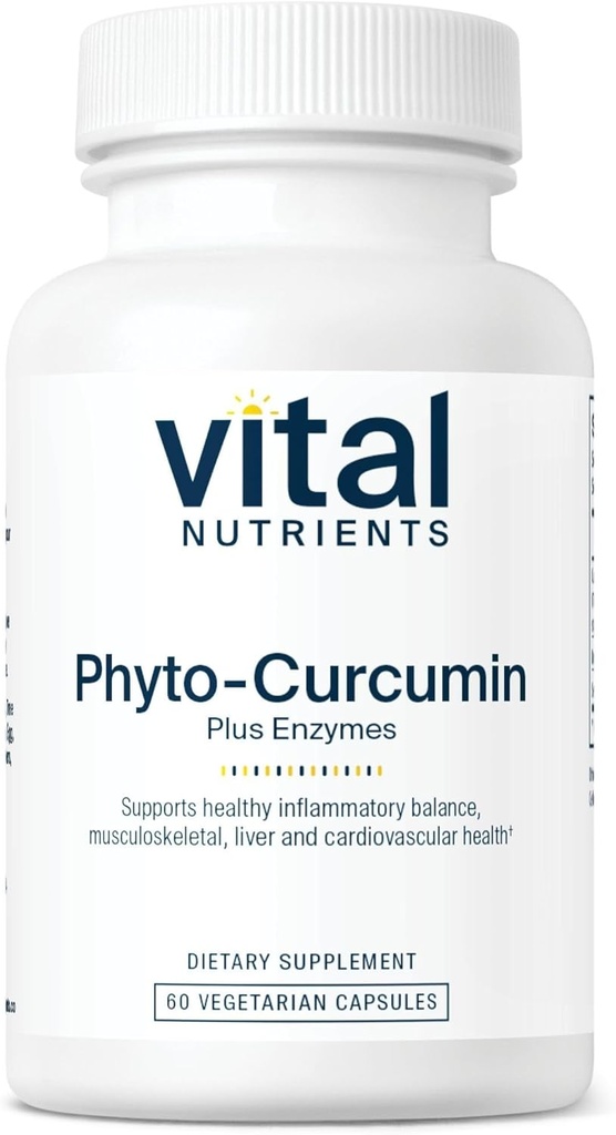Nutrientes vitales Phyto-Curcumin Plus Enzymes  sometida Curcumin Suplementos con Phytosome Extract ← Apoyo para el Muscle, el Bone, el Liver y la Salud del Corazón* TEN Gluten, Dairy, Soy Free TEN 60 cápsulas