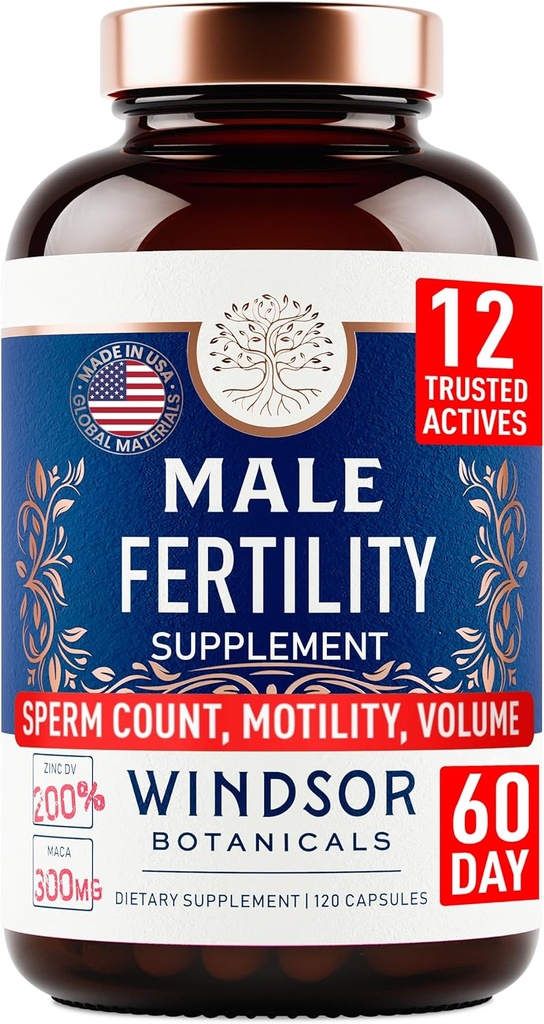 Suplemento de fertilidad masculina con raíz de Maca - Mens Health Conception Fertility Prenatal Vitaminas Plus Natural Extracts - Suplementos de fertilidad prenatal para hombres - 3er Parte Tested - 120 cápsulas, 2 meses