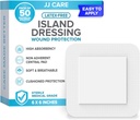 JJ CARE Adhesive Island Dressing [Pack of 50], 6x6 Sterile Bordered Gauze Dressing, Breathable Island Wound Dressing Individually Wrapped with Highly Absorbent Non-Stick Center Pad