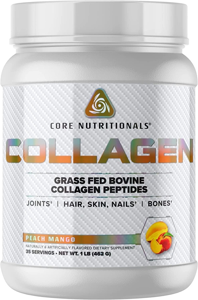 Nutriciones básicas Peptides de colágeno hidrolizado Tipo I ' III de Grass Fed Bovine ← Pelo, Esquín, " Nails  durable Bone " Joint Support TEN 1 Pound (Peach Mango)