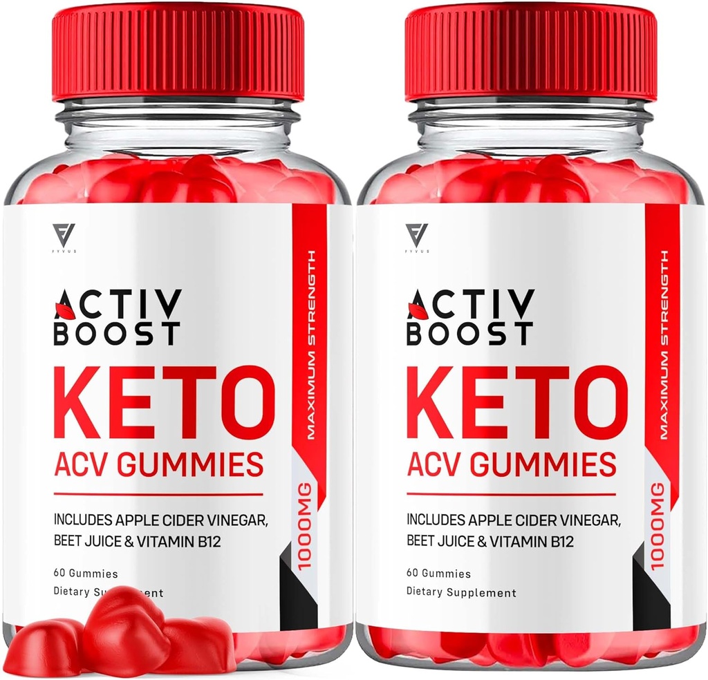 (2 Pack) Activ Boost Keto ACV Gummies, Activboost Keto + ACV Advanced Support, Active Boost Keto ACV Gummies Energy Apple Cider Vinegar Vitamina B12 Suplemento Activeboost Max Formula (120 Gummies)