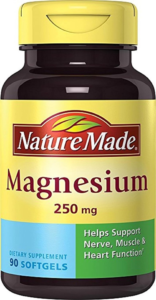 Nature Made Magnesio 250mg Suplemento dietético Softgels líquidos, 90 TC (Pack of 3)