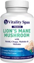 Lions Mane Supplement Capsules - Mushrooms Extract: Chaga, Maitake, Reishi & Shiitake Mushrooms ← Pure Fruiting Body TEN Nootropic, Focus, Brain and Cognitive Support TEN 120 Veggie Caps