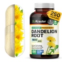 BIO KRAUTER Dandelion Root Suplemento - 1800 mg Strength - 250 Conde - Dandelion Root Capsules - Vegan Capsules para soporte de hígado &amp; inmunidad