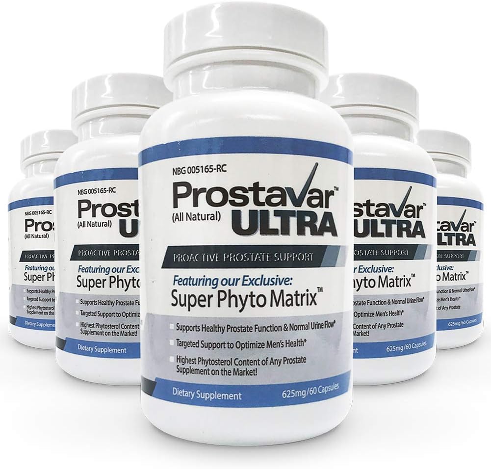 5 Botellas Nuevo mejorado de Maker de Original Prostavar Ultra Prostat Support 600mg 90% Beta-Sitosterol &amp; Grape Seed Extract