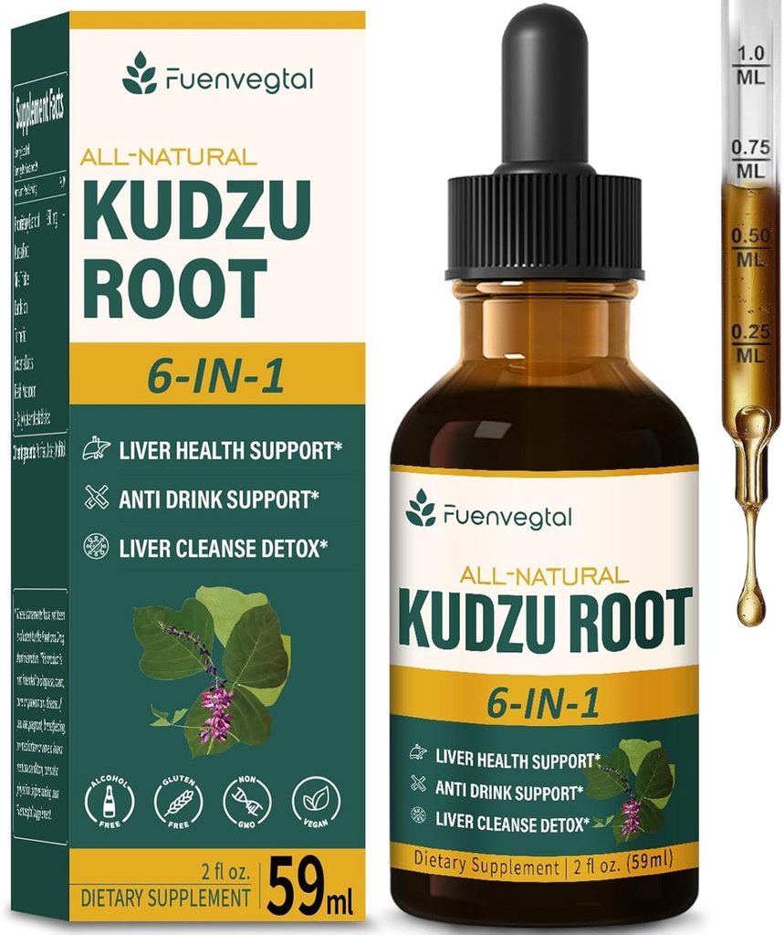 Kudzu Extract Drops for Liver Support, High Absorption Formula Supplement with Milk Thistle, Turmeric, and Hovenia Dulcis. 2 oz