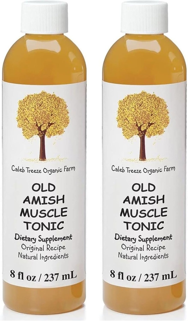 Caleb Treeze Old Amish Muscle Tonic 8 oz, Leg Cramps Relief, Foot Cramps Relief, Restless Legs, Muscle Cramps &amp; Spasm Relief - Pack of 2