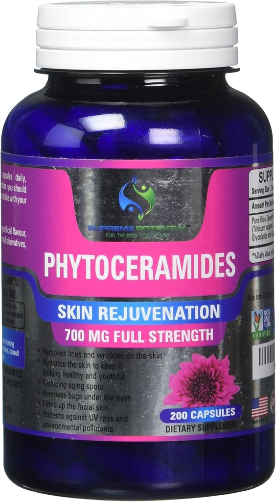 Fitocerámides Potenciales Supremos, 200 Capsule Supply, 700mg Phytoceramides por Serving