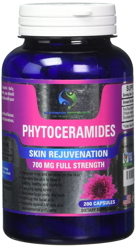 Fitocerámides Potenciales Supremos, 200 Capsule Supply, 700mg Phytoceramides por Serving