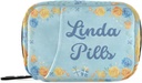 Caja de píldoras personalizada 7 días Pill bolsa de caja Blue Yellow Flower Nombre personalizado Travel Pill Organizer Bag with Zipper Portable Caja semanal Compacta Tamaño para el sujetador de suplemento de vitamina