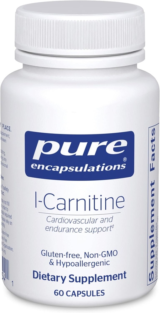 Pure Encapsulations L-Carnitine | Hypoallergenic Supplement for Cardiovascular and Endurance Support | 60 Capsules
