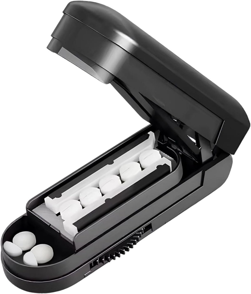 Pill Cutter, Pill Cutter Splitter para pequeñas y pequeñas píldoras, Cortar píldoras, Vitaminas, Tabletas, Ajustable Pill Cutter para pequeñas o grandes píldoras con cuchilla de acero inoxidable de afeitado oculto, Travel Sized