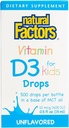 Factores naturales, vitamina D3 gotas 400 UI (10 mcg) para niños, soporta huesos fuertes y función de inmune, 0,5 fl oz, 0,5 Oz