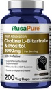 NusaPure Choline " Inositol 1000mg - 200 Veggie Caps (100% Vegetariano, No GMO) Bioperina
