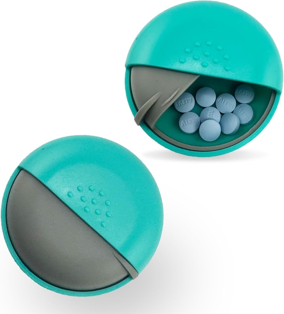 Organizador de píldoras redondas - Caja pequeña portátil para el futuro - Compacto, Contenedor de medicina de Leak-Proof para píldoras, vitaminas, aceite de pescado, suplementos - Diseño libre de BPA, 2,75" (Blue)