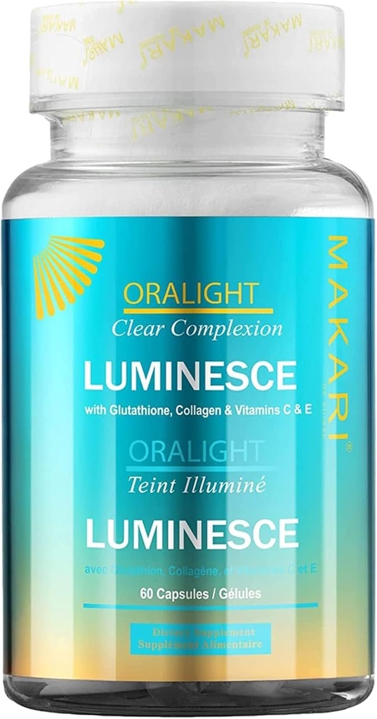 Makari Blue Crystal Oralight Capsules (60 Capsules) | Collagen Supplements with Glutathione and Lemon | Skin Care Supplement for Women with Vitamins C and E | Helps with Dark Spots, Acne, and Wrinkles