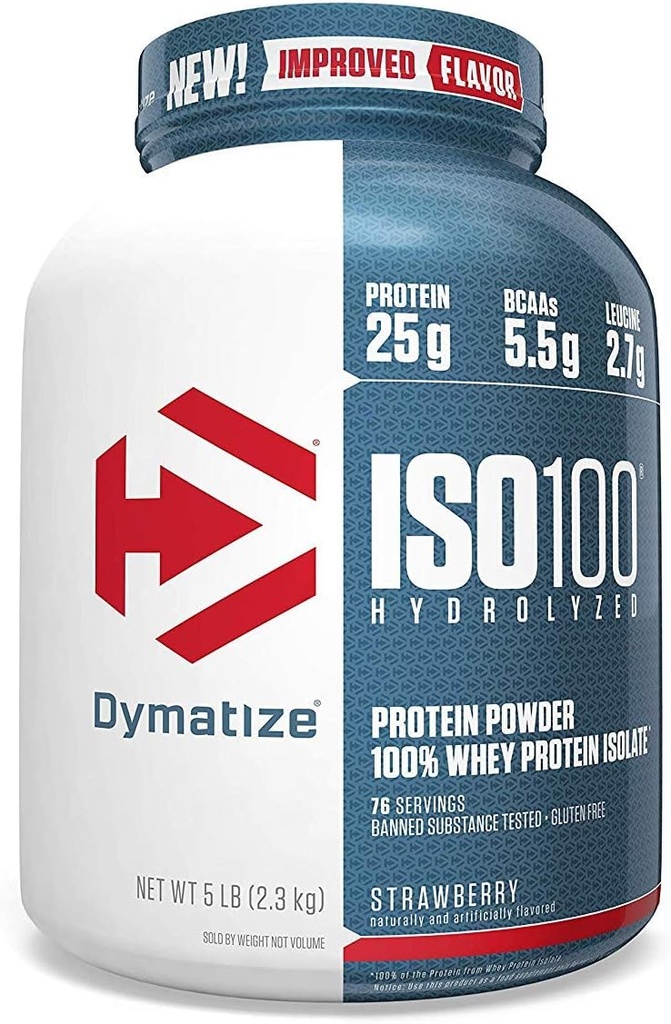 Dymatize ISO100 Hidrolyzed 100% Whey Protein Isolate Strawberry -- 5 libras
