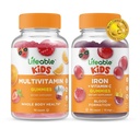 Niños multivitamínicos vivos + Hierro &amp; Vitamina C Kids, Gummies Bundle - Gran Tasting, Suplemento de vitaminas, Gluten Free, GMO Gratis, Chewable Gummy