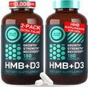 HMB y vitamina D3 Suplemento cápsulas - B-Hydroxy B-Metilbutyrate 1,000-3,000 MG HMB Suplementos con vitamina D3 - Crecimiento muscular, fuerza, rendimiento, preparación, recuperación muscular - 360 cápsulas