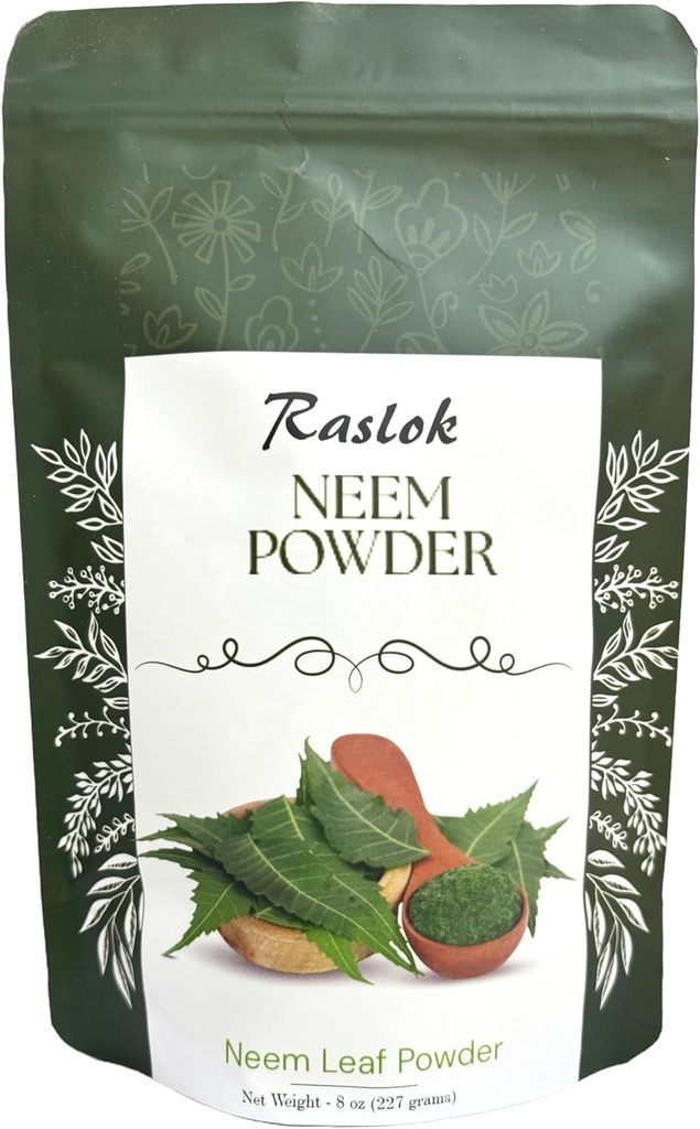 Neem Powder 100% Pure and Natural Neem Powder ← Neem Suplemento para la piel, el pelo y la detox (8 oz)