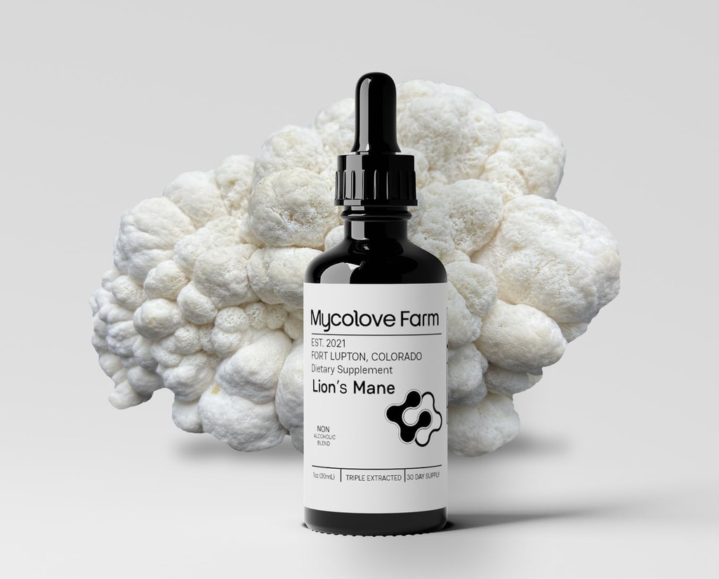 Mycolove Farm Organic Lion's Mane & Gotu Kola Tincture - Claridad mental más alta - Extracto corporal de frutas