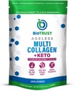 BioTrust Multi Collagen Protein Powder + Keto MCT Oil – 5 Tipos (I, II, III, V, X) & 100% Ácido C8 Caprílico - Soporte Ketones Elevados, Metabolismo, Juntas &amp; Belleza Todo en 1 Colágeno Polvo (Sin sabor)