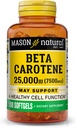 Masón Vitamina Natural A Beta Caroteno 25,000 UI, soporta Visión, Función Celular & Immune Health, 100 Softgels, Pack de 3