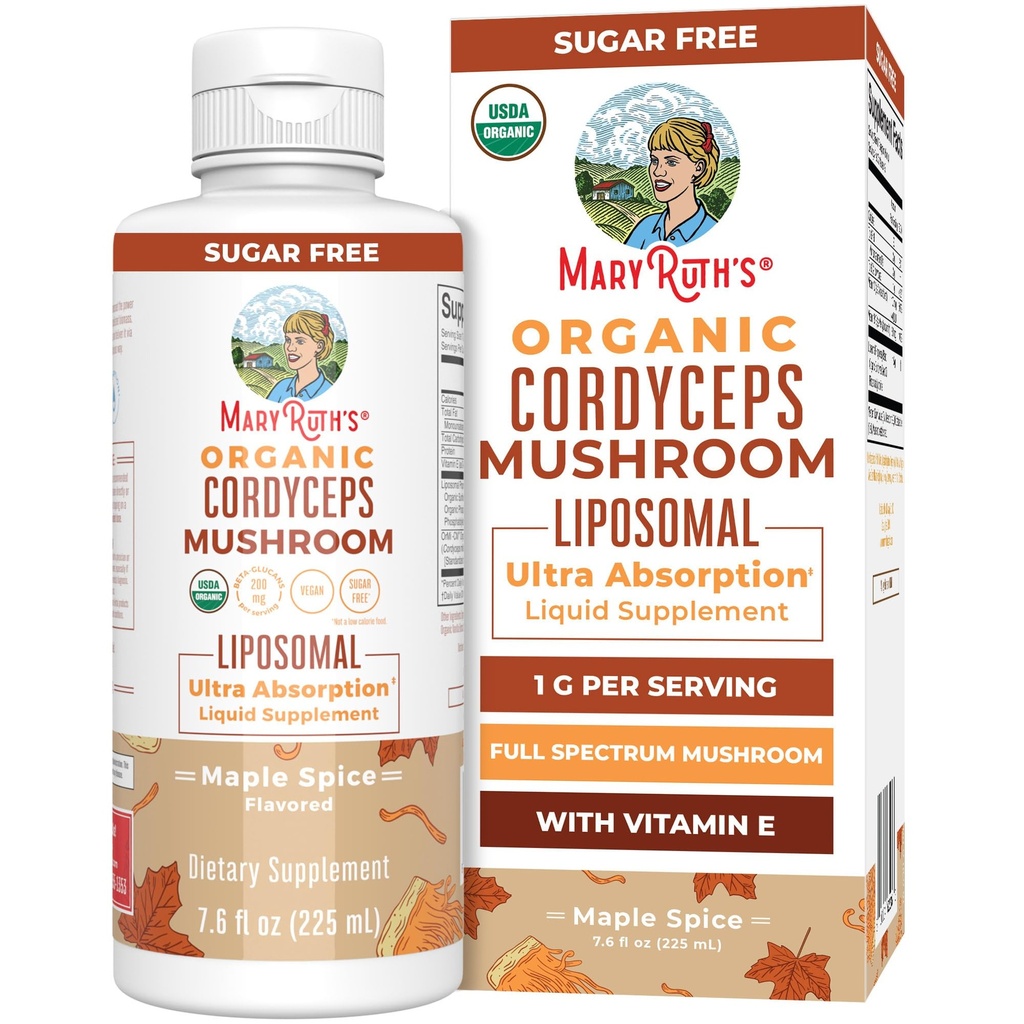 MaryRuth Organics Cordyceps Mushroom Supplement TEN Ultra Absorption Liposomal TEN Full Spectrum Mushroom