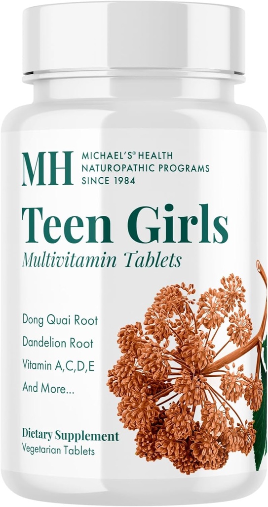 Programas Naturopáticos de salud de MICHAEL Las niñas adolescentes multivitamínico - 90 Tabletas Vegetarianas - con vitaminas complejas B &amp; hembra de hierba - Kosher - 45 Servimientos