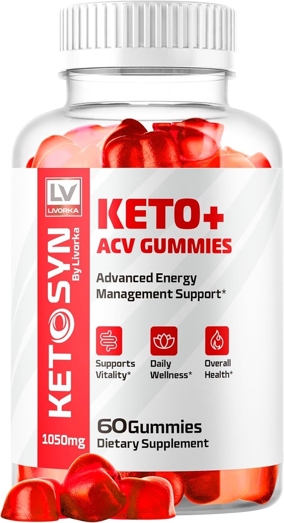 LIVORKA Ketosyn ACV Gummies, Keto Syn Gummies, Ketosyn Keto Plus ACV Gummies, Ketosyn Keto ACV Gummies, Keto Syn ACV Gummies 1050 MG, Keto ACV Gummies Ketosyn, 60 Gummies para 1 Mes