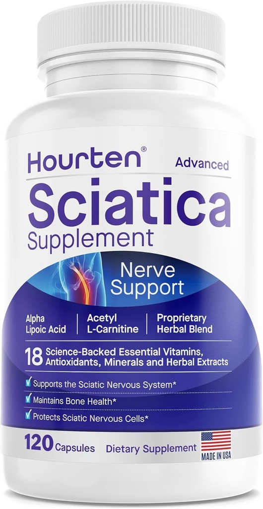 Advanced Sciatic Nerve Support Relief: Alpha Lipoic Acid - 18 in 1 Sciatica Supplements - Vitamin B Complex - Made in USA (120 Count (Pack of 1))