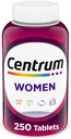 Centrum Multivitamínico para Mujeres, Multivitamina/Multimineral Suplemento con Hierro, Vitamina D3, B Vitaminas y Antioxidantes Vitaminas C y E, Gluten Libre, Ingredientes No GMO - 250 Con
