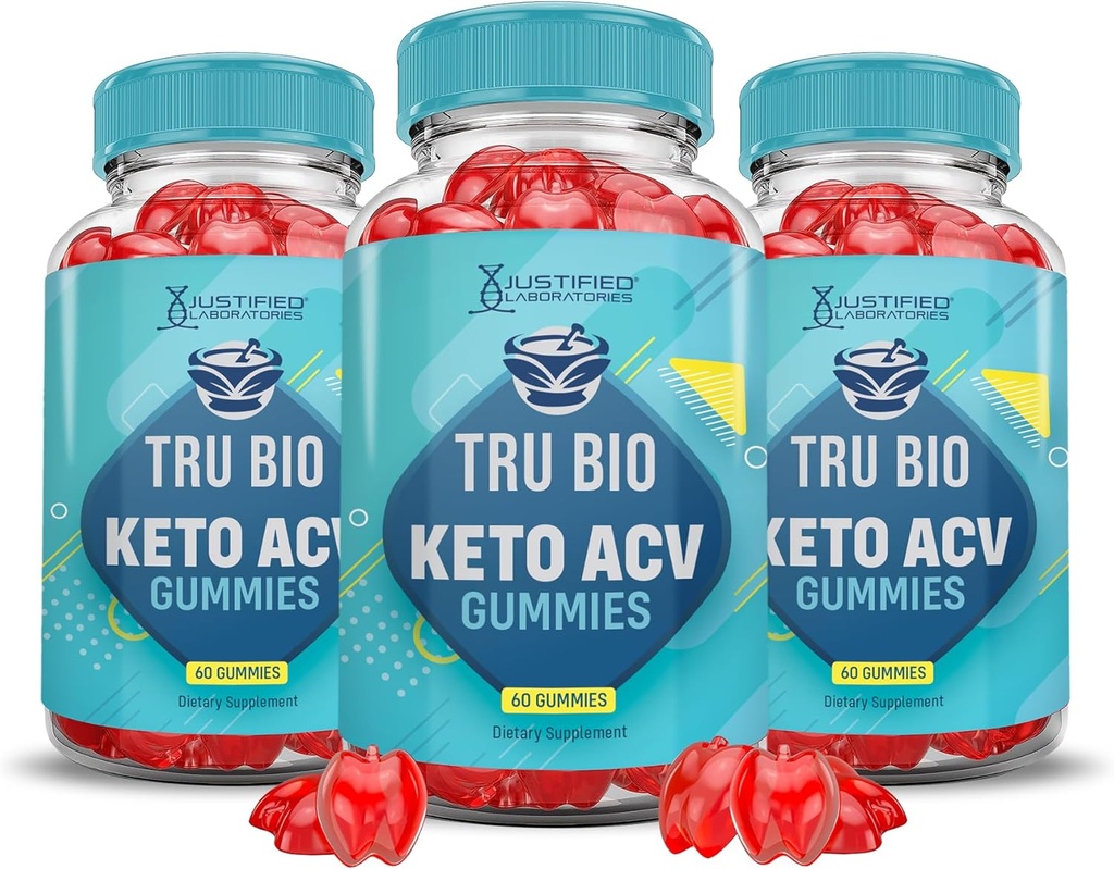 (3 Pack) Tru Bio Keto ACV Gummies Advanced Formula 1000MG TruiBIo Keto Gummies Apple Cider Vinegar Formulated with Pomegranate Beet Juice Powder B12 Vegan Non GMO 180 Gummys