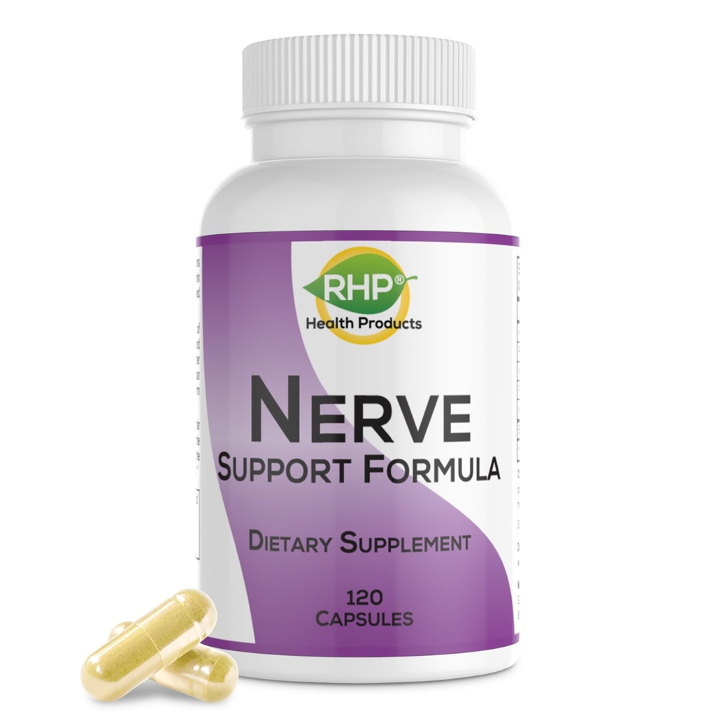 RHP Nerve Support Formula. Nutritional Support of Neuropathy, Nerve Relief from Aches, Nerve Pain & Discomfort. B-Complex with Benfotiamine and Methyl B12. 120 Capsules